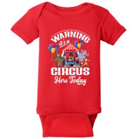Warning It'S A Circus Here Today Carnival Birthday Party Baby Bodysuit