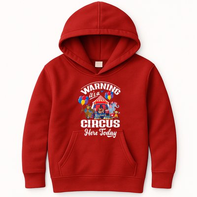 Warning It'S A Circus Here Today Carnival Birthday Party Kids Hoodie