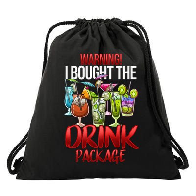 Warning I Bought The Drink Package Funny Cruise Drawstring Bag
