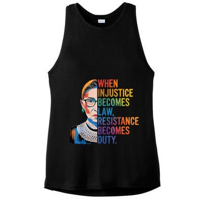 When Injustice Becomes Law Resistance Becomes Duty Rbg Quote Ladies PosiCharge Tri-Blend Wicking Tank