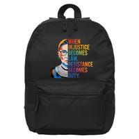 When Injustice Becomes Law Resistance Becomes Duty Rbg Quote 16 in Basic Backpack