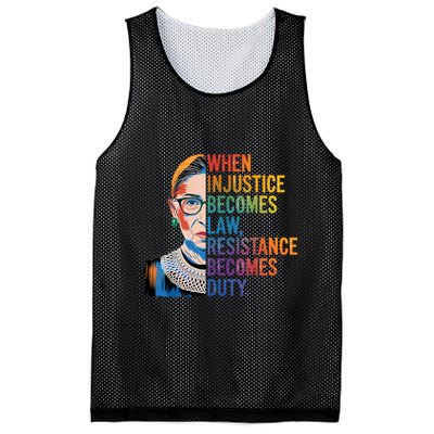 When Injustice Becomes Law Resistance Becomes Duty Rbg Quote Mesh Reversible Basketball Jersey Tank