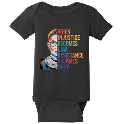When Injustice Becomes Law Resistance Becomes Duty Rbg Quote Baby Bodysuit
