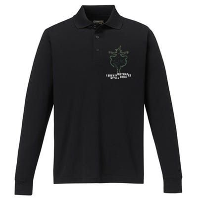 Witch I Brew Nightmares With A Smile Wicked Vampy Fun Performance Long Sleeve Polo