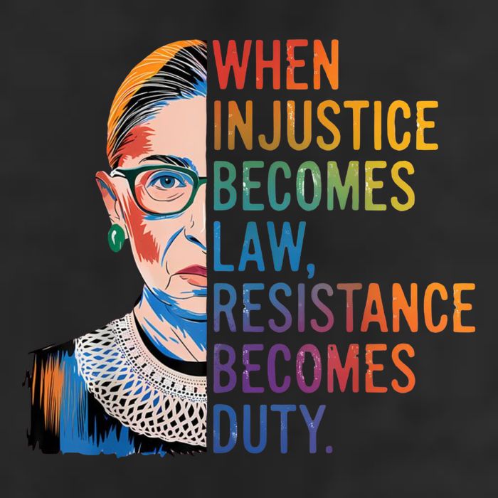 When Injustice Becomes Law Resistance Becomes Duty RBG Quote 7 Panel Mesh Trucker Snapback Hat