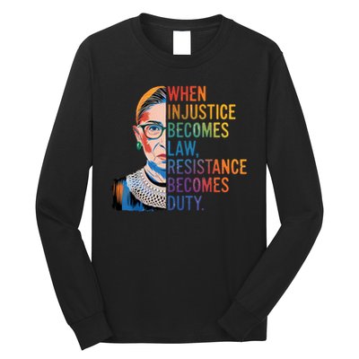 When Injustice Becomes Law Resistance Becomes Duty RBG Quote Long Sleeve Shirt