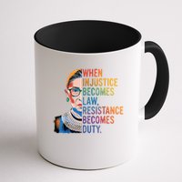 When Injustice Becomes Law Resistance Becomes Duty RBG Quote Mug
