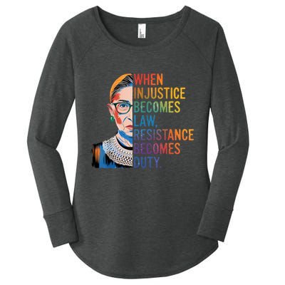 When Injustice Becomes Law Resistance Becomes Duty RBG Quote Women's Perfect Tri Tunic Long Sleeve Shirt