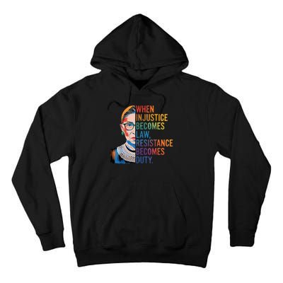 When Injustice Becomes Law Resistance Becomes Duty RBG Quote Tall Hoodie