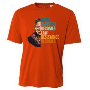 When Injustice Becomes Law Resistance Becomes Duty Rbg Quote Cooling Performance Crew T-Shirt