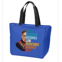 When Injustice Becomes Law Resistance Becomes Duty Rbg Quote Zip Tote Bag