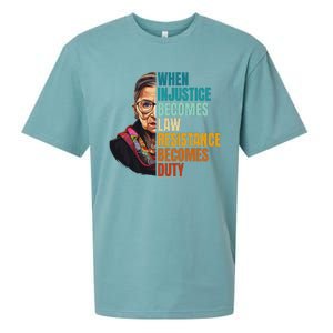 When Injustice Becomes Law Resistance Becomes Duty Rbg Quote Sueded Cloud Jersey T-Shirt