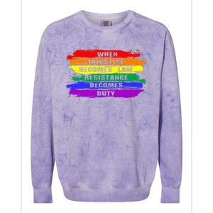 When Injustice Becomes Law Resistance Becomes Duty Lgbtq Gay Colorblast Crewneck Sweatshirt