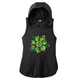 Women's Irish Blessing In Green Sunflower St. Patricks Day Ladies PosiCharge Tri-Blend Wicking Draft Hoodie Tank