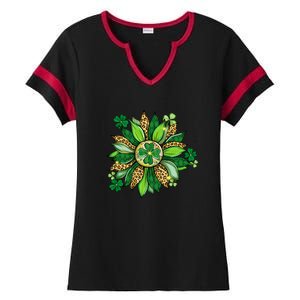 Women's Irish Blessing In Green Sunflower St. Patricks Day Ladies Halftime Notch Neck Tee