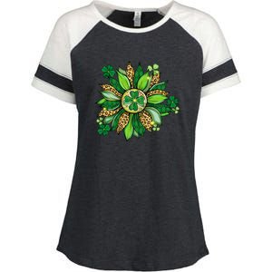 Women's Irish Blessing In Green Sunflower St. Patricks Day Enza Ladies Jersey Colorblock Tee