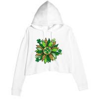 Women's Irish Blessing In Green Sunflower St. Patricks Day Crop Fleece Hoodie