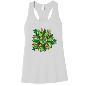 Women's Irish Blessing In Green Sunflower St. Patricks Day Women's Racerback Tank