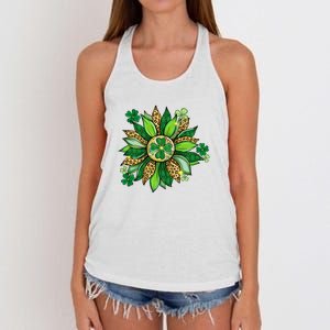 Women's Irish Blessing In Green Sunflower St. Patricks Day Women's Knotted Racerback Tank