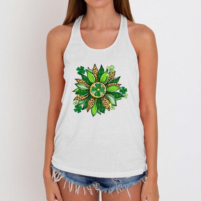 Women's Irish Blessing In Green Sunflower St. Patricks Day Women's Knotted Racerback Tank