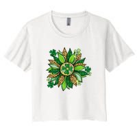 Women's Irish Blessing In Green Sunflower St. Patricks Day Women's Crop Top Tee