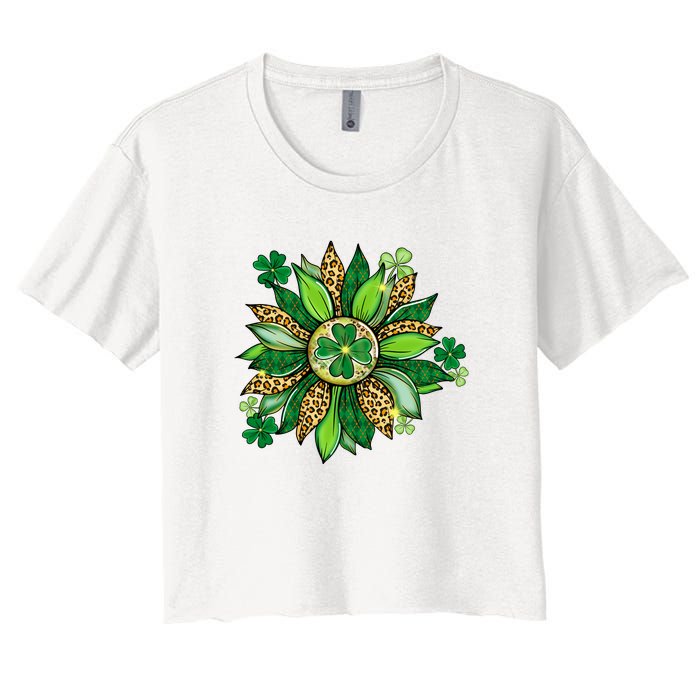 Women's Irish Blessing In Green Sunflower St. Patricks Day Women's Crop Top Tee