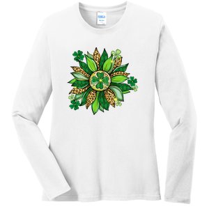 Women's Irish Blessing In Green Sunflower St. Patricks Day Ladies Long Sleeve Shirt