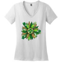 Women's Irish Blessing In Green Sunflower St. Patricks Day Women's V-Neck T-Shirt