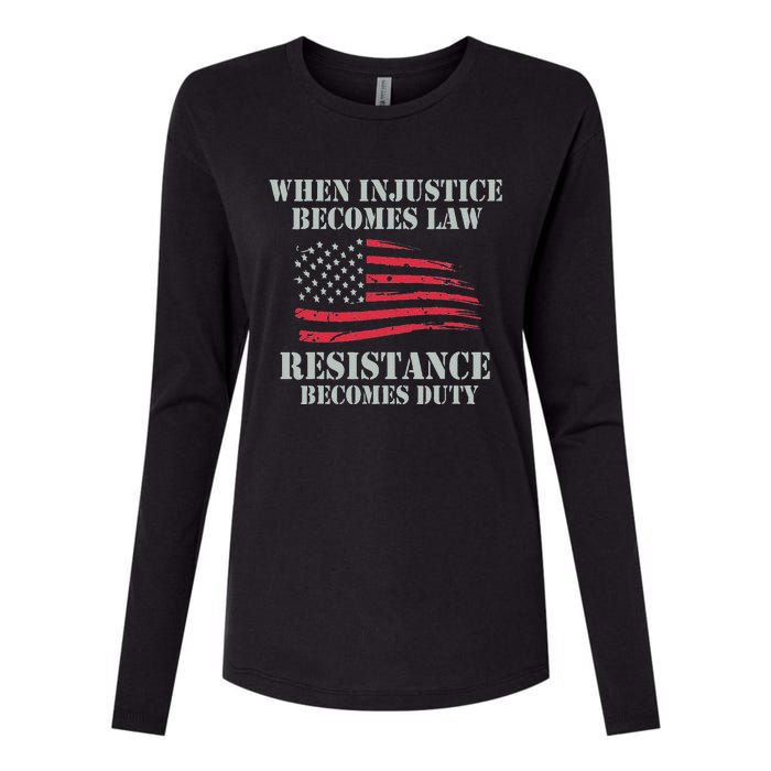 When Injustice Becomes Law Resistance Becomes Duty Womens Cotton Relaxed Long Sleeve T-Shirt