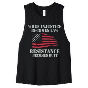 When Injustice Becomes Law Resistance Becomes Duty Women's Racerback Cropped Tank