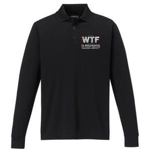 Wtf Is Brandon Talking About Humor Statement Performance Long Sleeve Polo