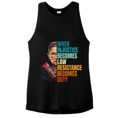 When Injustice Becomes Law Resistance Becomes Duty Rbg Ladies PosiCharge Tri-Blend Wicking Tank