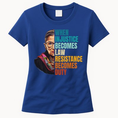 When Injustice Becomes Law Resistance Becomes Duty Rbg Womens T-Shirt