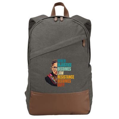 When Injustice Becomes Law Resistance Becomes Duty Rbg Cotton Canvas Backpack