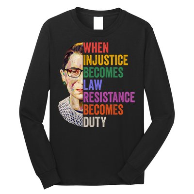 When Injustice Becomes Law Resistance Becomes Duty Rbg Women Long Sleeve Shirt