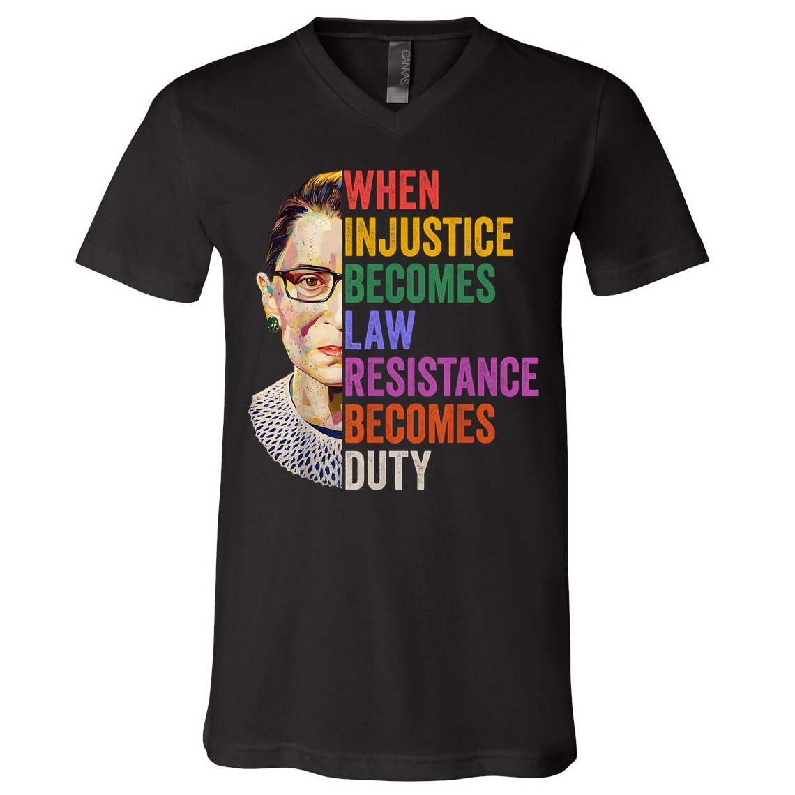 When Injustice Becomes Law Resistance Becomes Duty Rbg Women V-Neck T-Shirt