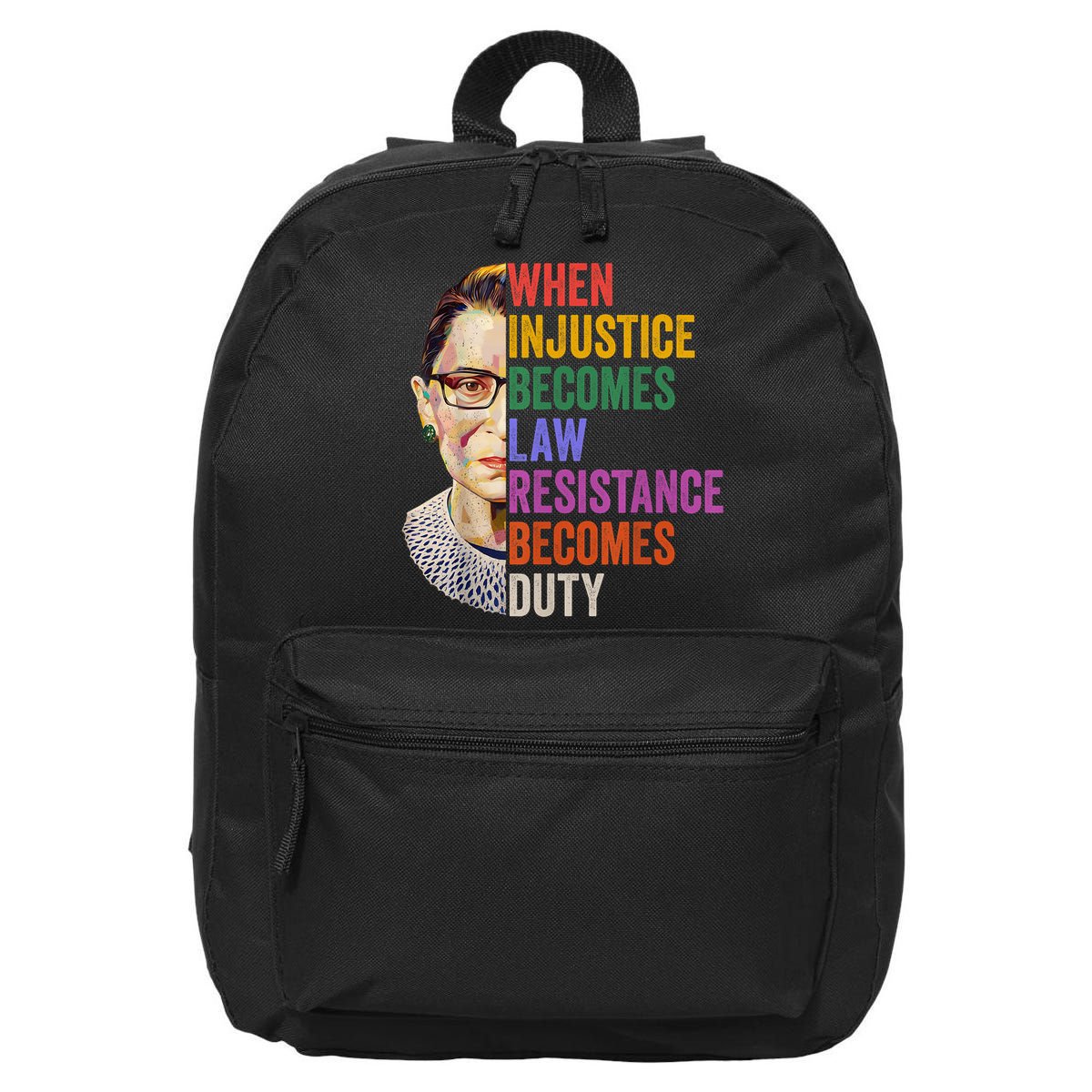 When Injustice Becomes Law Resistance Becomes Duty Rbg Women 16 in Basic Backpack