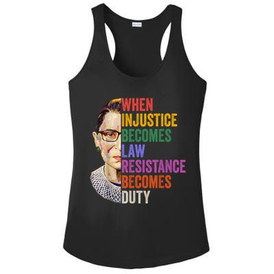 When Injustice Becomes Law Resistance Becomes Duty Rbg Women Ladies PosiCharge Competitor Racerback Tank
