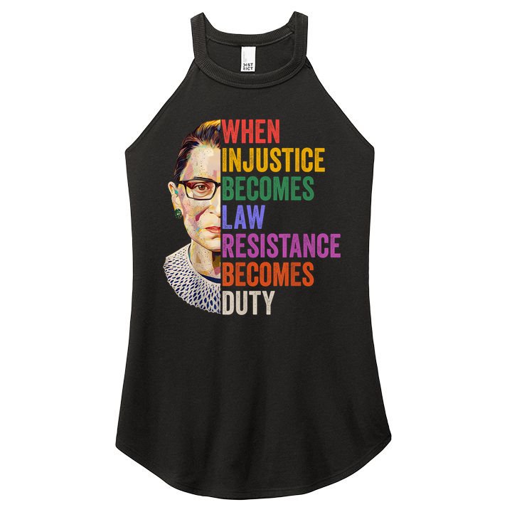 When Injustice Becomes Law Resistance Becomes Duty Rbg Women Women's Perfect Tri Rocker Tank