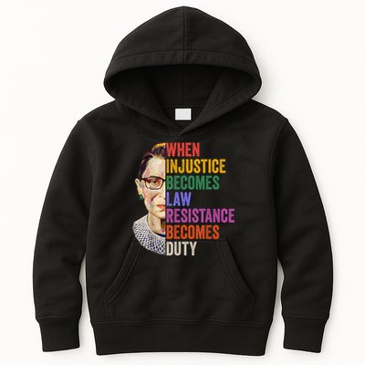 When Injustice Becomes Law Resistance Becomes Duty Rbg Women Kids Hoodie