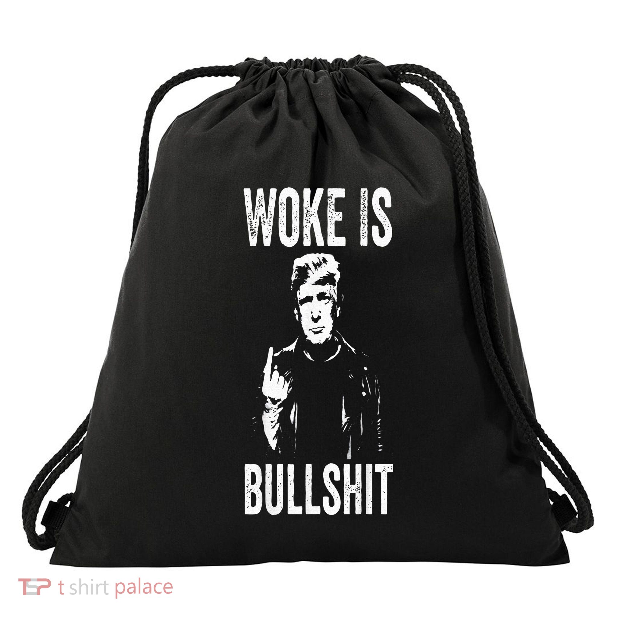 Woke Is Bullshit Drawstring Bag
