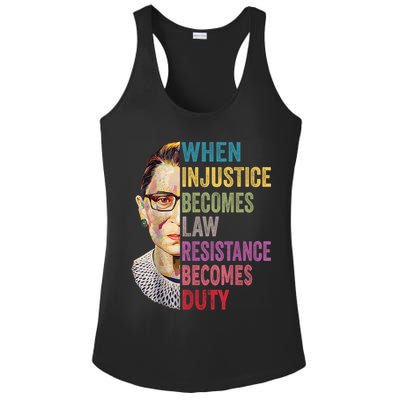 When Injustice Becomes Law Resistance Becomes Duty Feminist Ladies PosiCharge Competitor Racerback Tank