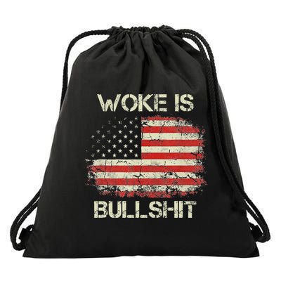 Woke Is Bullshit Drawstring Bag