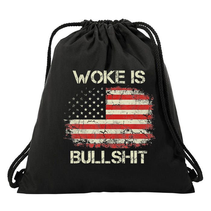 Woke Is Bullshit Drawstring Bag