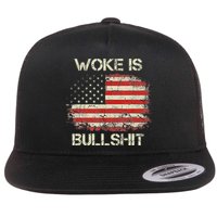 Woke Is Bullshit Flat Bill Trucker Hat