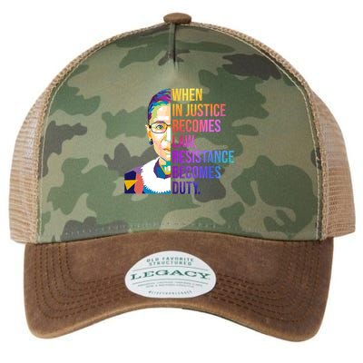 When Injustice Becomes Law Resistance Becomes Duty RBG Legacy Tie Dye Trucker Hat