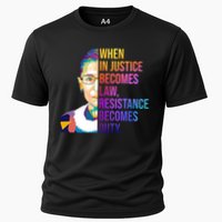 When Injustice Becomes Law Resistance Becomes Duty RBG Cooling Performance Crew T-Shirt
