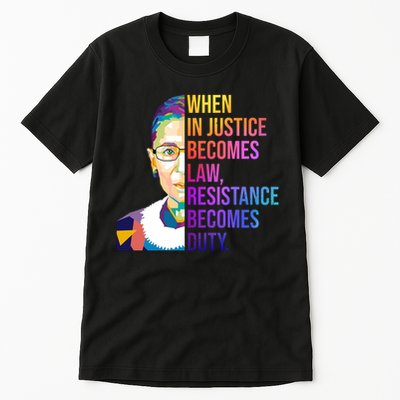 When Injustice Becomes Law Resistance Becomes Duty RBG Tall T-Shirt