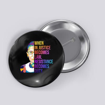 When Injustice Becomes Law Resistance Becomes Duty RBG Button