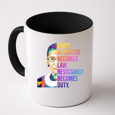 When Injustice Becomes Law Resistance Becomes Duty RBG Mug